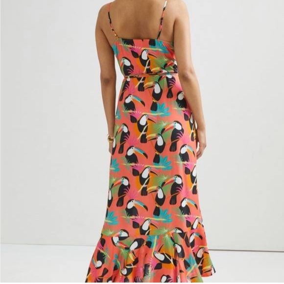 FARM RIO | x Anthropologie Toucans Print Wrap Maxi Dress Medium - Picture 17 of 17